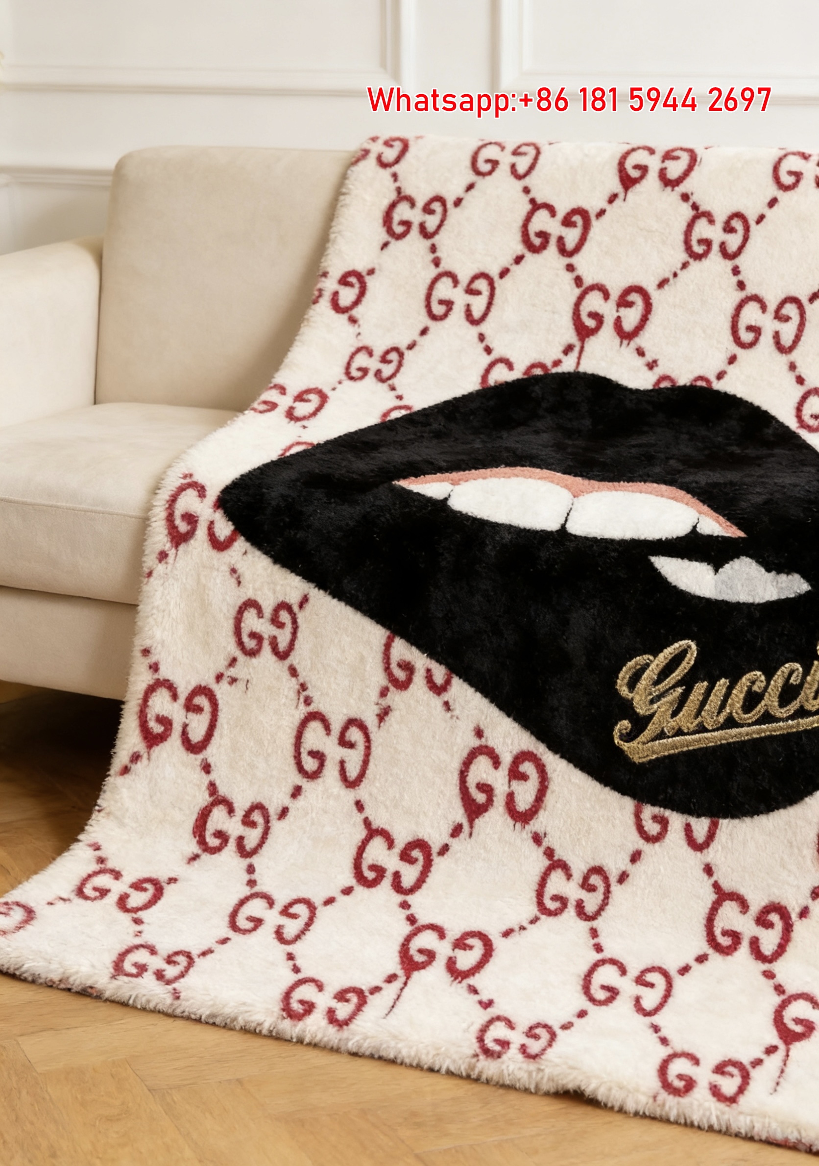 Gucci Monogram Lip Bite Throw Blanket GGJY (29)